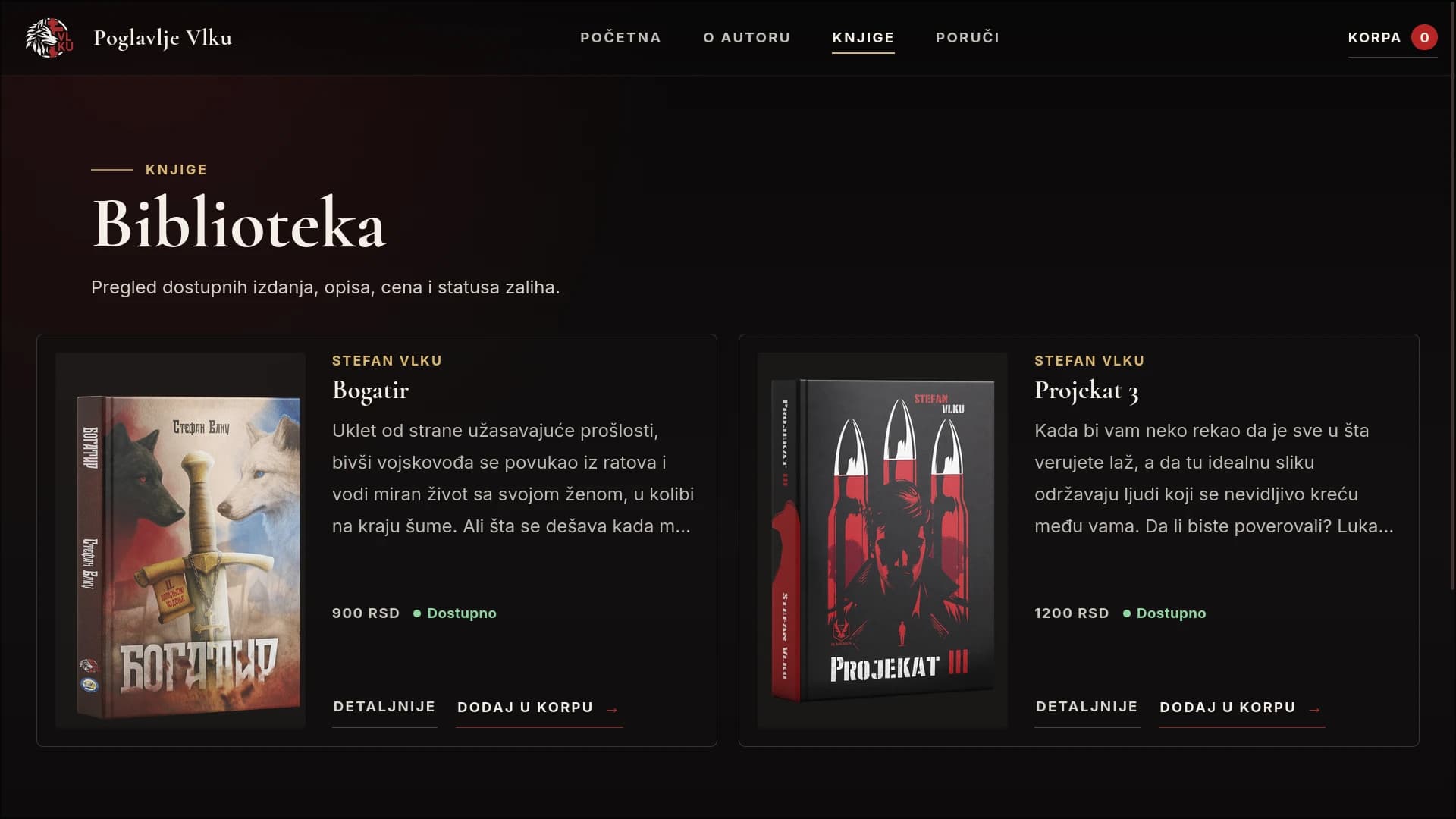 Poglavlje Vlku books library page