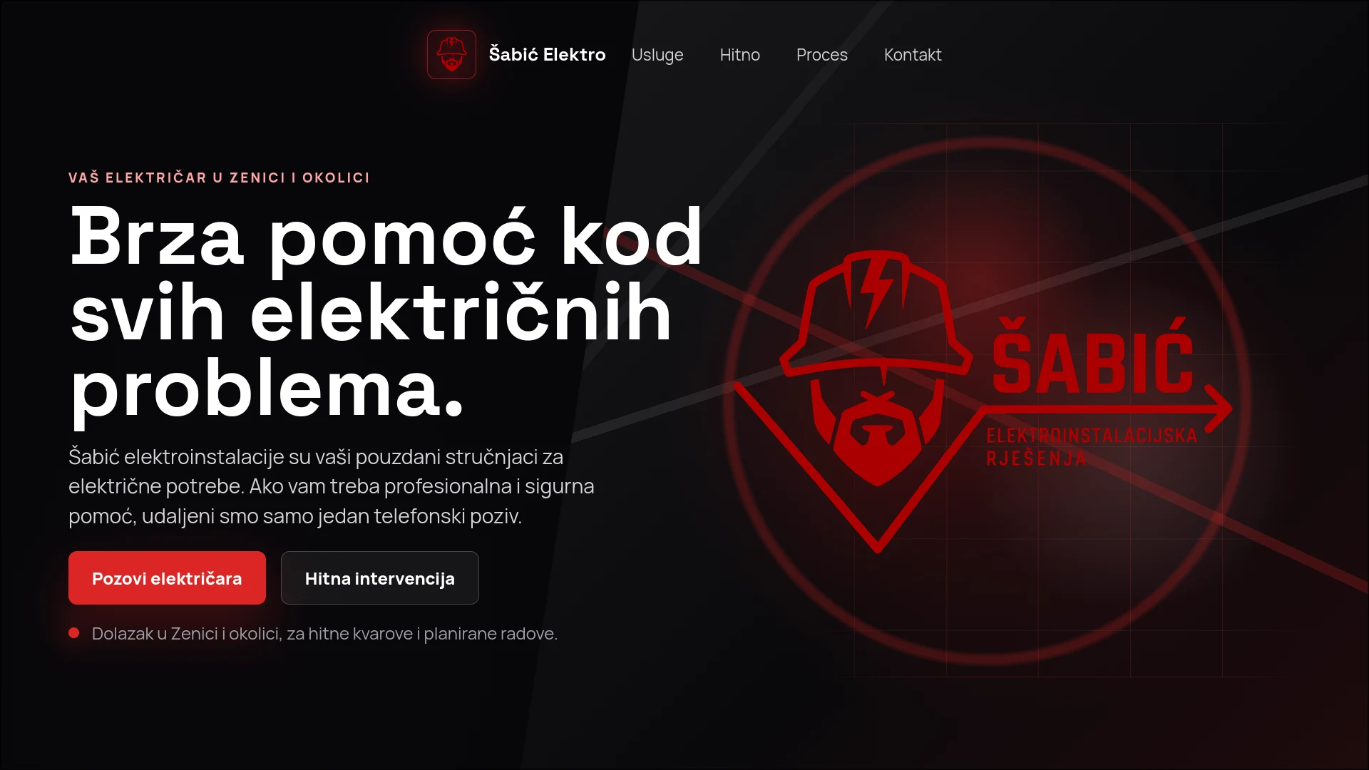 Šabić Elektro homepage hero screenshot